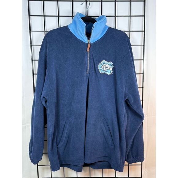 Vintage Starter North Carolina Tar Heels‎ Fleece Pullover Mens M Blue 1/4 Zip - Picture 1 of 11